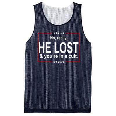 No Really He Lost And You're In A Cult Mesh Reversible Basketball Jersey Tank