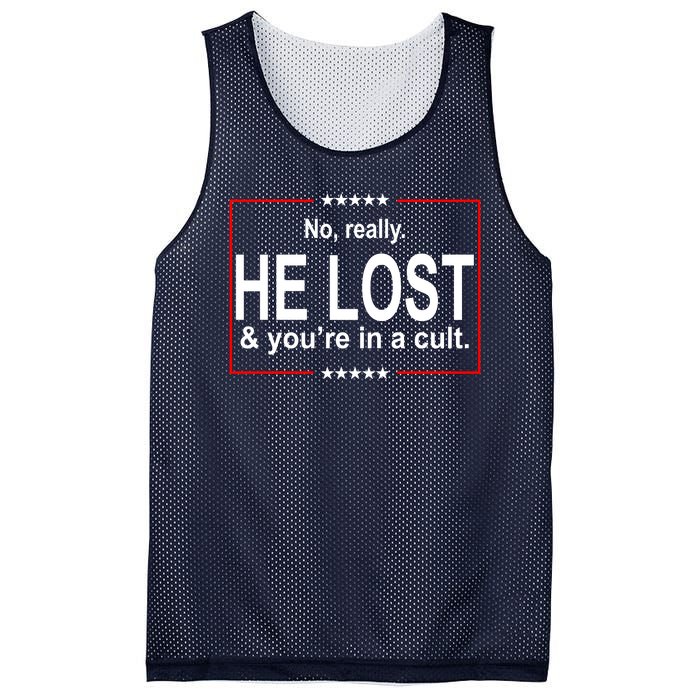 No Really He Lost And You're In A Cult Mesh Reversible Basketball Jersey Tank