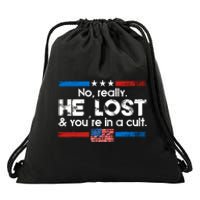 No Really He Lost & Youre In A Cult Drawstring Bag