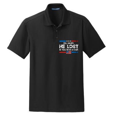 No Really He Lost & Youre In A Cult Dry Zone Grid Polo