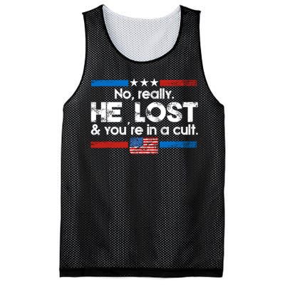 No Really He Lost & Youre In A Cult Mesh Reversible Basketball Jersey Tank