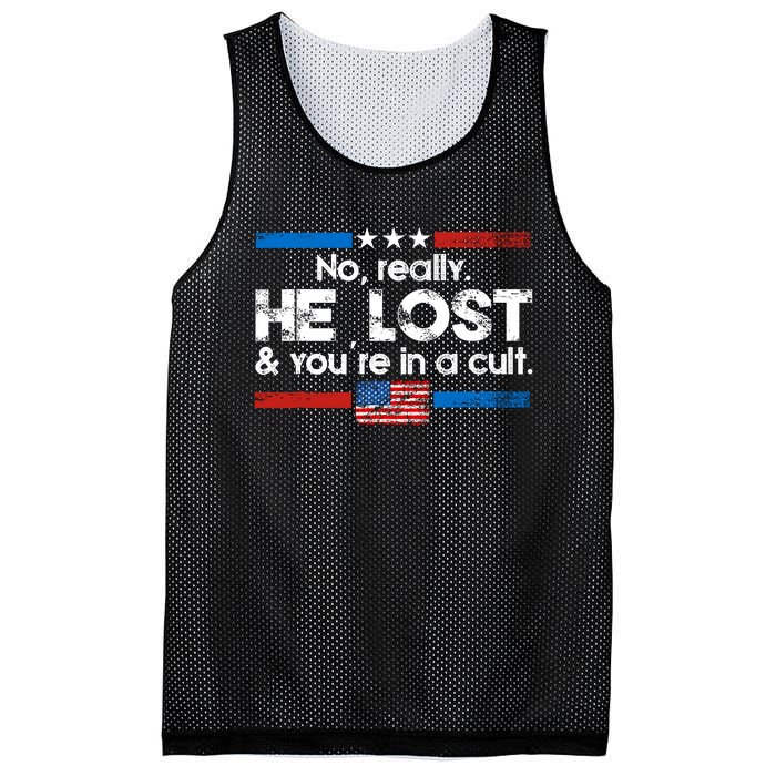 No Really He Lost & Youre In A Cult Mesh Reversible Basketball Jersey Tank