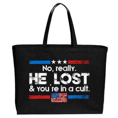 No Really He Lost & Youre In A Cult Cotton Canvas Jumbo Tote