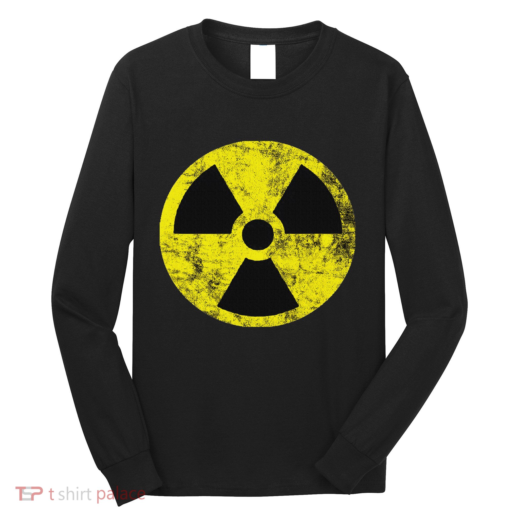 Nuclear Radiation Hazard Warning Fallout Symbol Sign Caution Long Sleeve Shirt