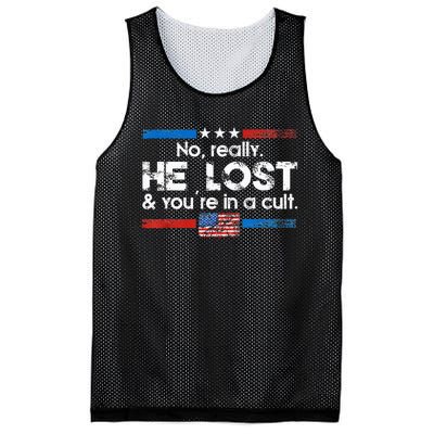 No Really He Lost And YouRe In A Cult Mesh Reversible Basketball Jersey Tank