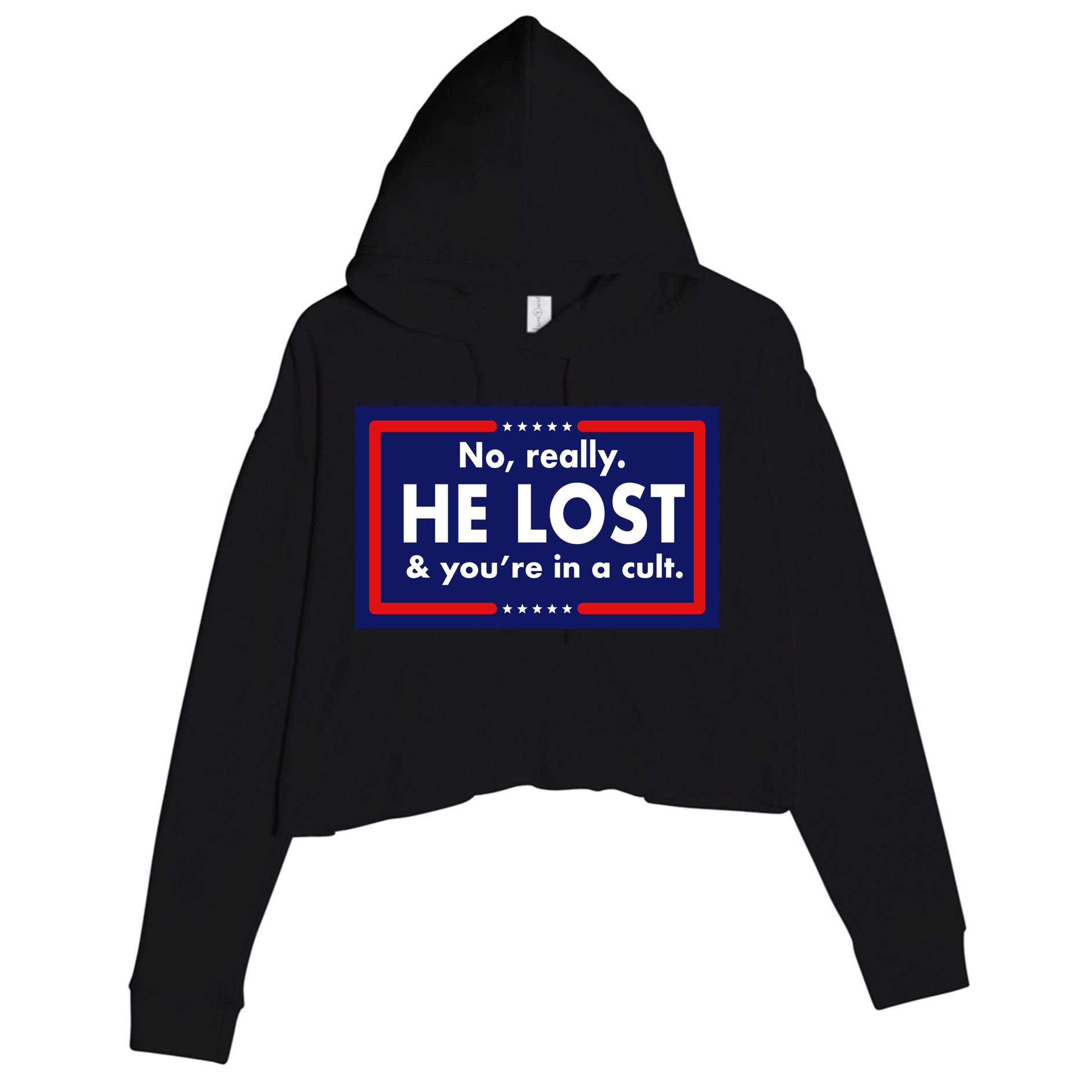 No Really He Lost & You're In A Cult. Crop Fleece Hoodie
