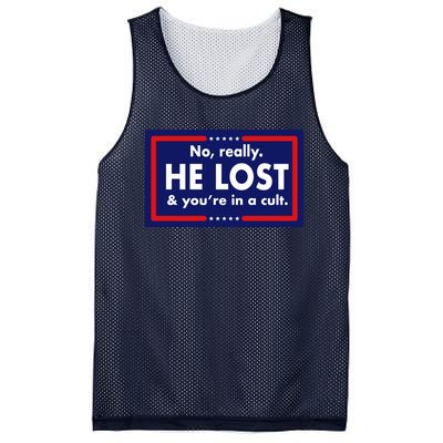 No Really He Lost & You're In A Cult. Mesh Reversible Basketball Jersey Tank