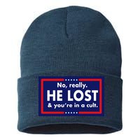No Really He Lost & You're In A Cult. Sustainable Knit Beanie