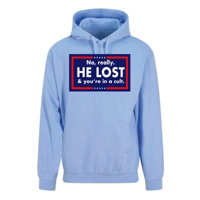 No Really He Lost & You're In A Cult. Unisex Surf Hoodie