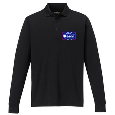 No Really He Lost & Youre In A Cult. Performance Long Sleeve Polo