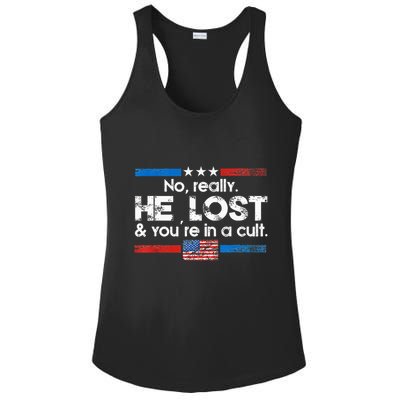 No Really He Lost And Youre In A Cult Ladies PosiCharge Competitor Racerback Tank