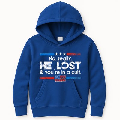 No Really He Lost And Youre In A Cult Kids Hoodie