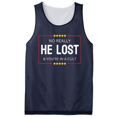 NO REALLY HE LOST YOURE IN A CULT Mesh Reversible Basketball Jersey Tank