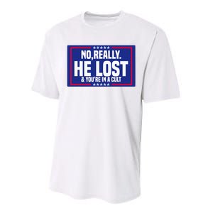 No Really He Lost & YouRe In A Cult Trump 2024 Election Performance Sprint T-Shirt