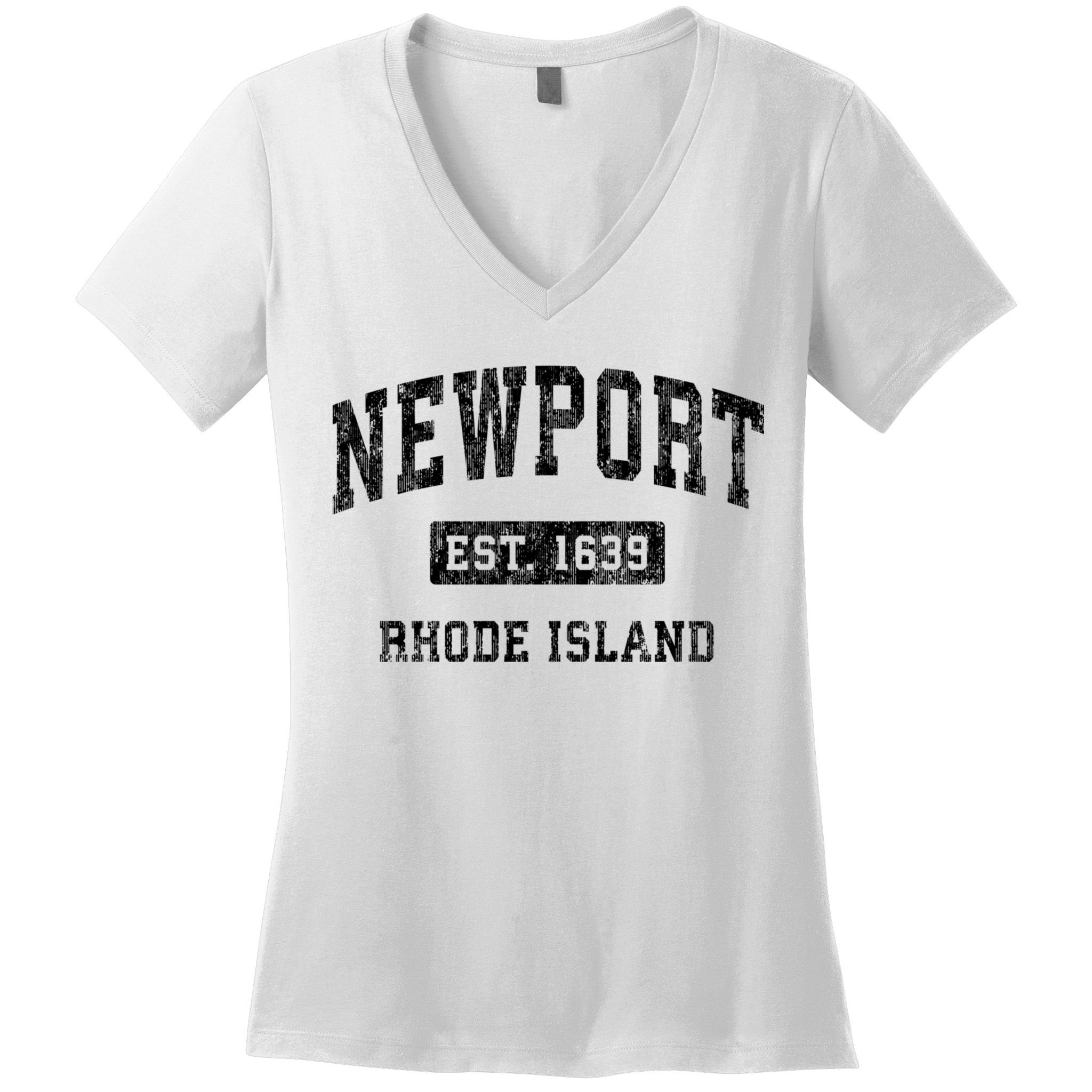 Newport Rhode Island Ri Vintage Established Sports Design Women's V-Neck T-Shirt