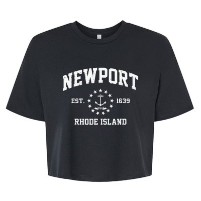 Newport Rhode Island RI Vintage State Athletic Style Bella+Canvas Jersey Crop Tee