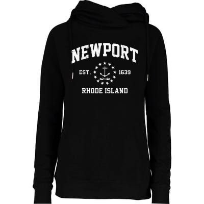 Newport Rhode Island RI Vintage State Athletic Style Womens Funnel Neck Pullover Hood