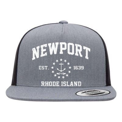 Newport Rhode Island RI Vintage State Athletic Style Flat Bill Trucker Hat