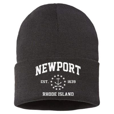 Newport Rhode Island RI Vintage State Athletic Style Sustainable Knit Beanie