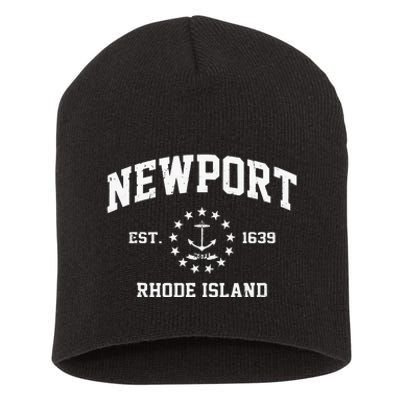 Newport Rhode Island RI Vintage State Athletic Style Short Acrylic Beanie