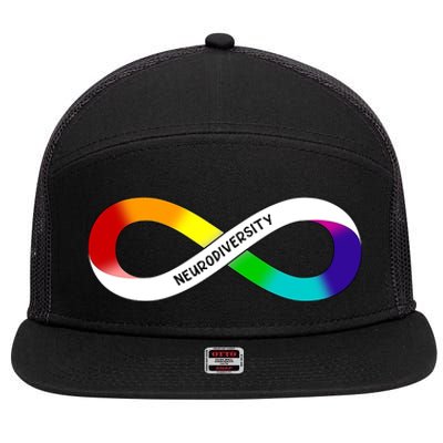 Neurodiversity Rainbow Infinity Symbol 7 Panel Mesh Trucker Snapback Hat