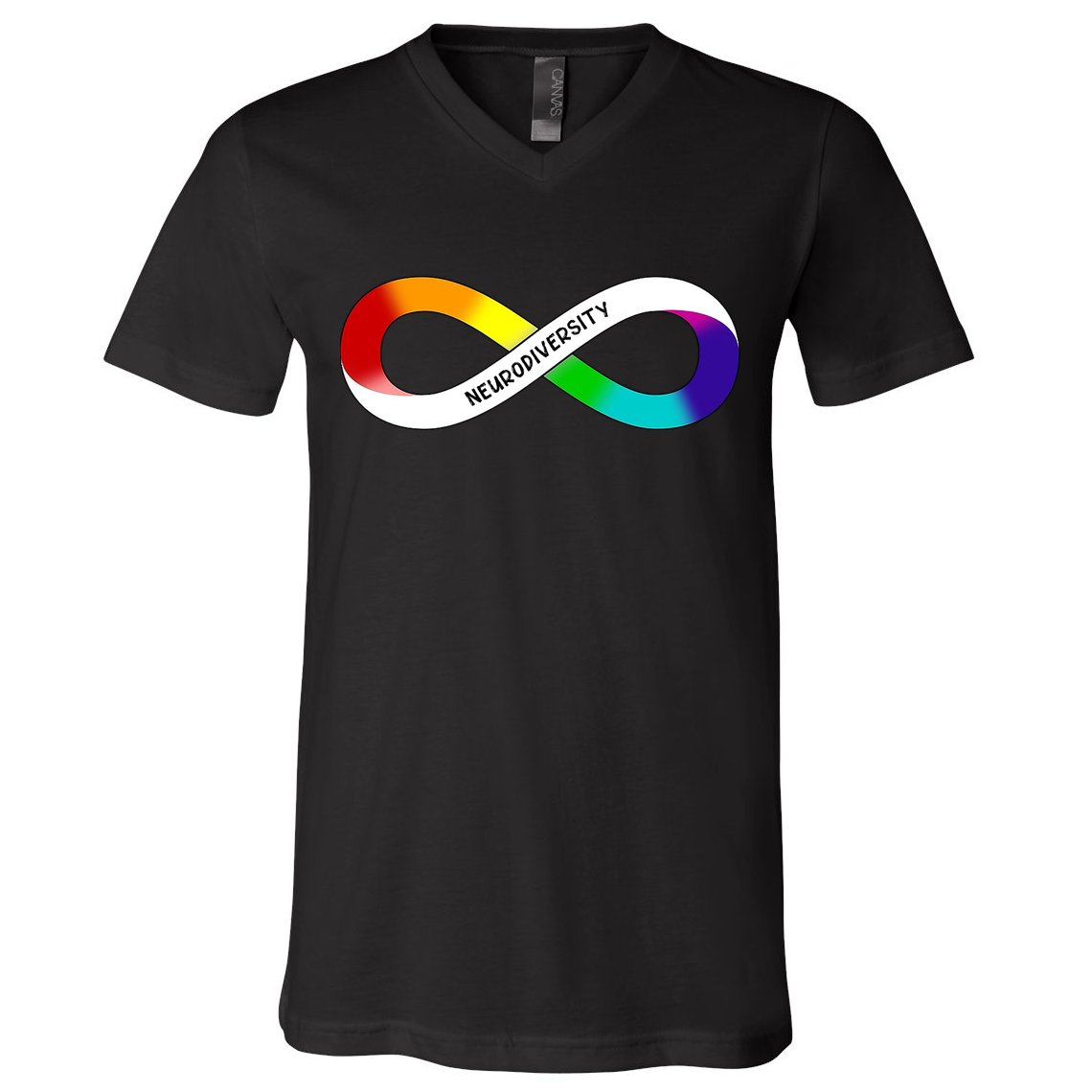 Neurodiversity Rainbow Infinity Symbol V-Neck T-Shirt