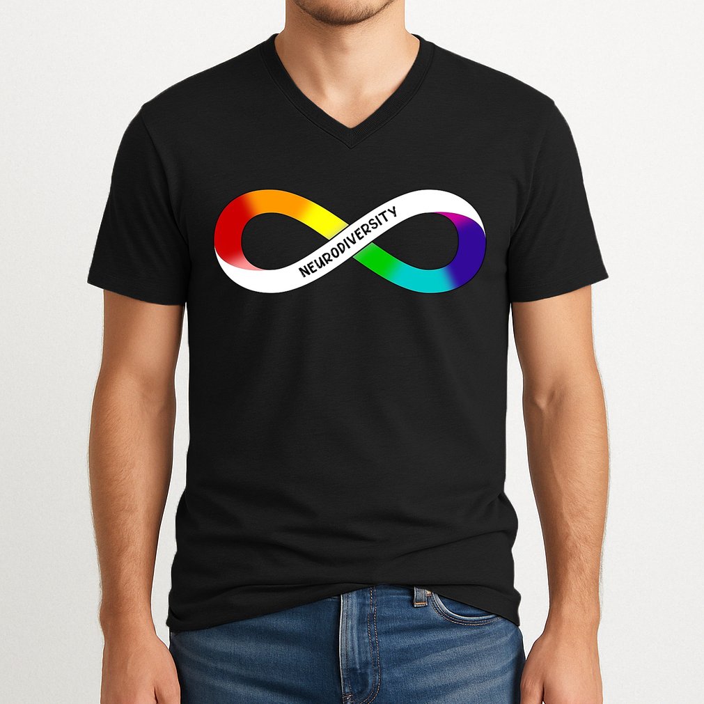 Neurodiversity Rainbow Infinity Symbol V-Neck T-Shirt