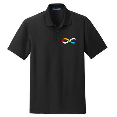 Neurodiversity Rainbow Infinity Symbol Dry Zone Grid Polo