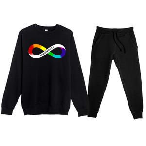 Neurodiversity Rainbow Infinity Symbol Premium Crewneck Sweatsuit Set