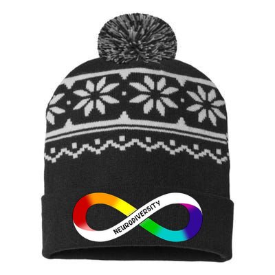 Neurodiversity Rainbow Infinity Symbol USA-Made Snowflake Beanie