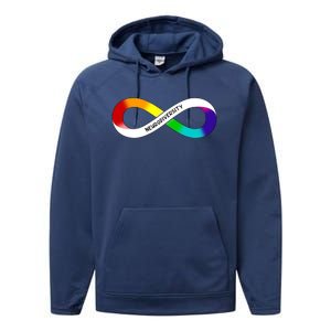 Neurodiversity Rainbow Infinity Symbol Performance Fleece Hoodie