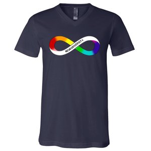 Neurodiversity Rainbow Infinity Symbol V-Neck T-Shirt