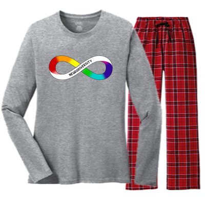 Neurodiversity Rainbow Infinity Symbol Women's Long Sleeve Flannel Pajama Set 