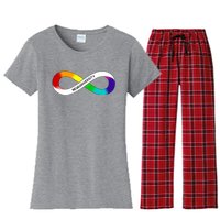 Neurodiversity Rainbow Infinity Symbol Women's Flannel Pajama Set