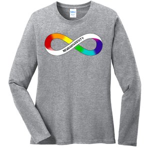 Neurodiversity Rainbow Infinity Symbol Ladies Long Sleeve Shirt