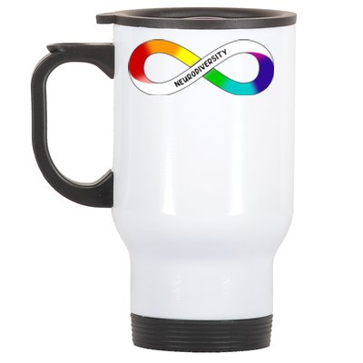 Neurodiversity Rainbow Infinity Symbol Stainless Steel Travel Mug