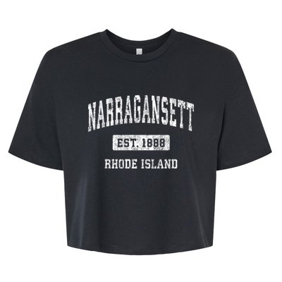 Narragansett Rhode Island Ri Vintage Sports Bella+Canvas Jersey Crop Tee