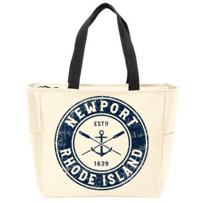 Newport Rhode Island Ri Vintage Boat Anchor Zip Tote Bag