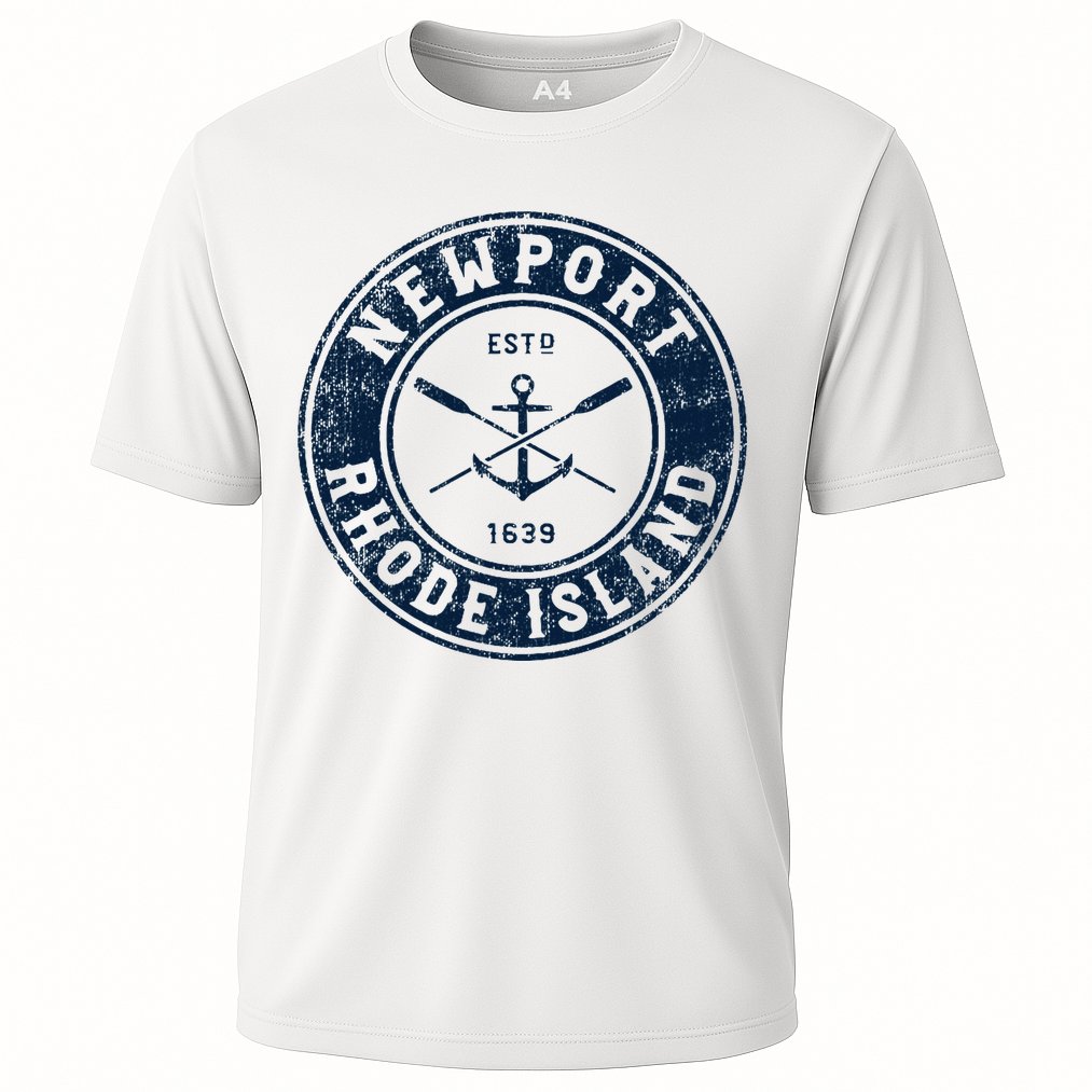 Newport Rhode Island Ri Vintage Boat Anchor Cooling Performance Crew T-Shirt