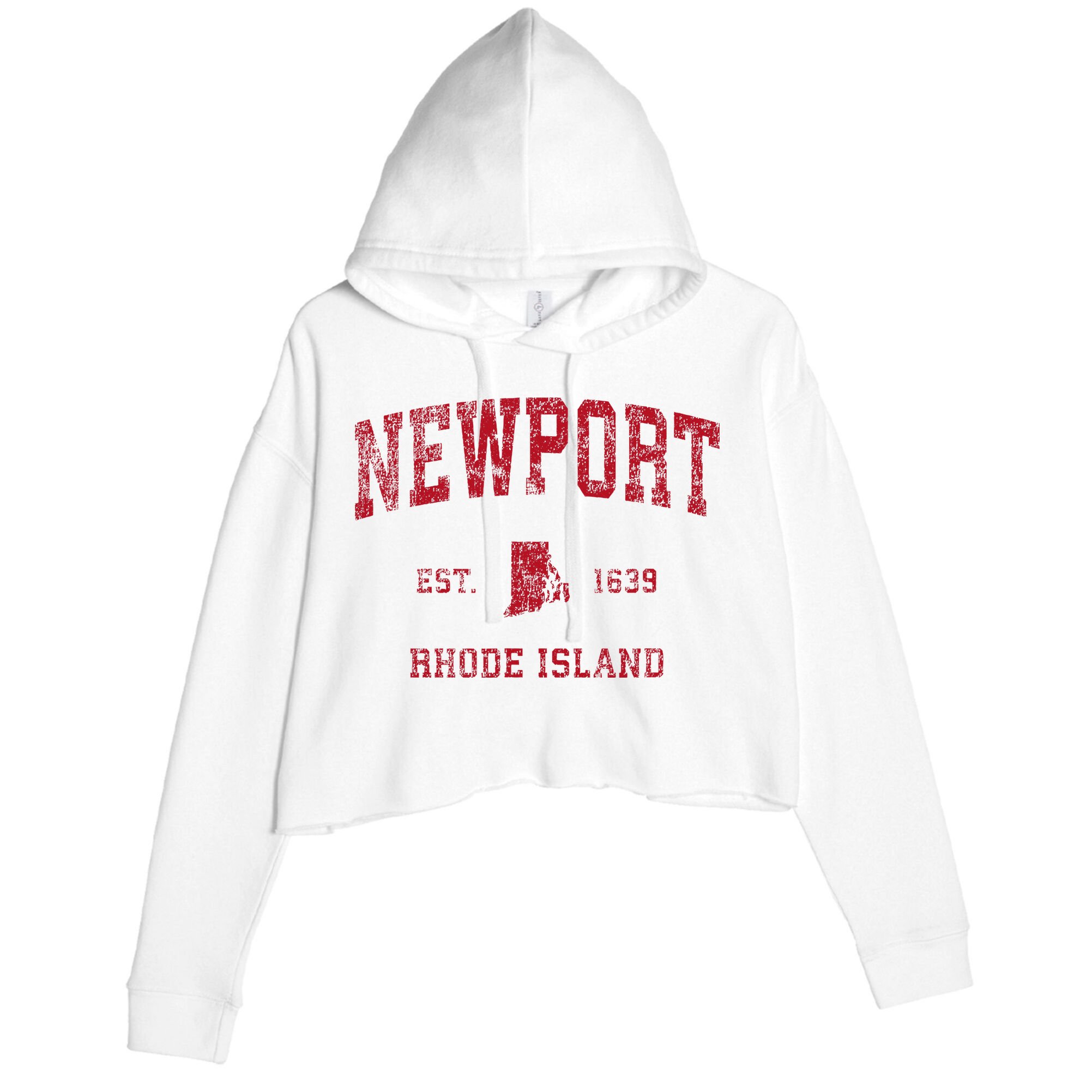 Newport Rhode Island Ri Vintage Sports Crop Fleece Hoodie
