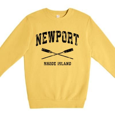 Newport Rhode Island Vintage Nautical Crossed Oars Gift Premium Crewneck Sweatshirt