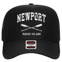 Newport Rhode Island Vintage Nautical Crossed Oars Gift High Crown Mesh Back Trucker Hat