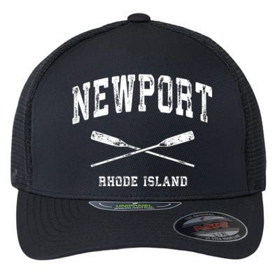 Newport Rhode Island Vintage Nautical Crossed Oars Gift Flexfit Unipanel Trucker Cap