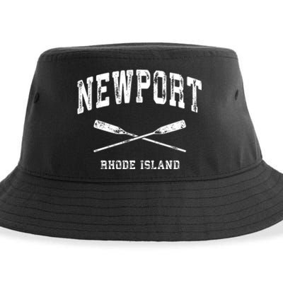 Newport Rhode Island Vintage Nautical Crossed Oars Gift Sustainable Bucket Hat