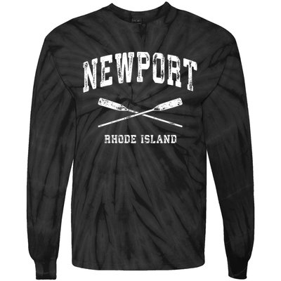 Newport Rhode Island Vintage Nautical Crossed Oars Gift Tie-Dye Long Sleeve Shirt