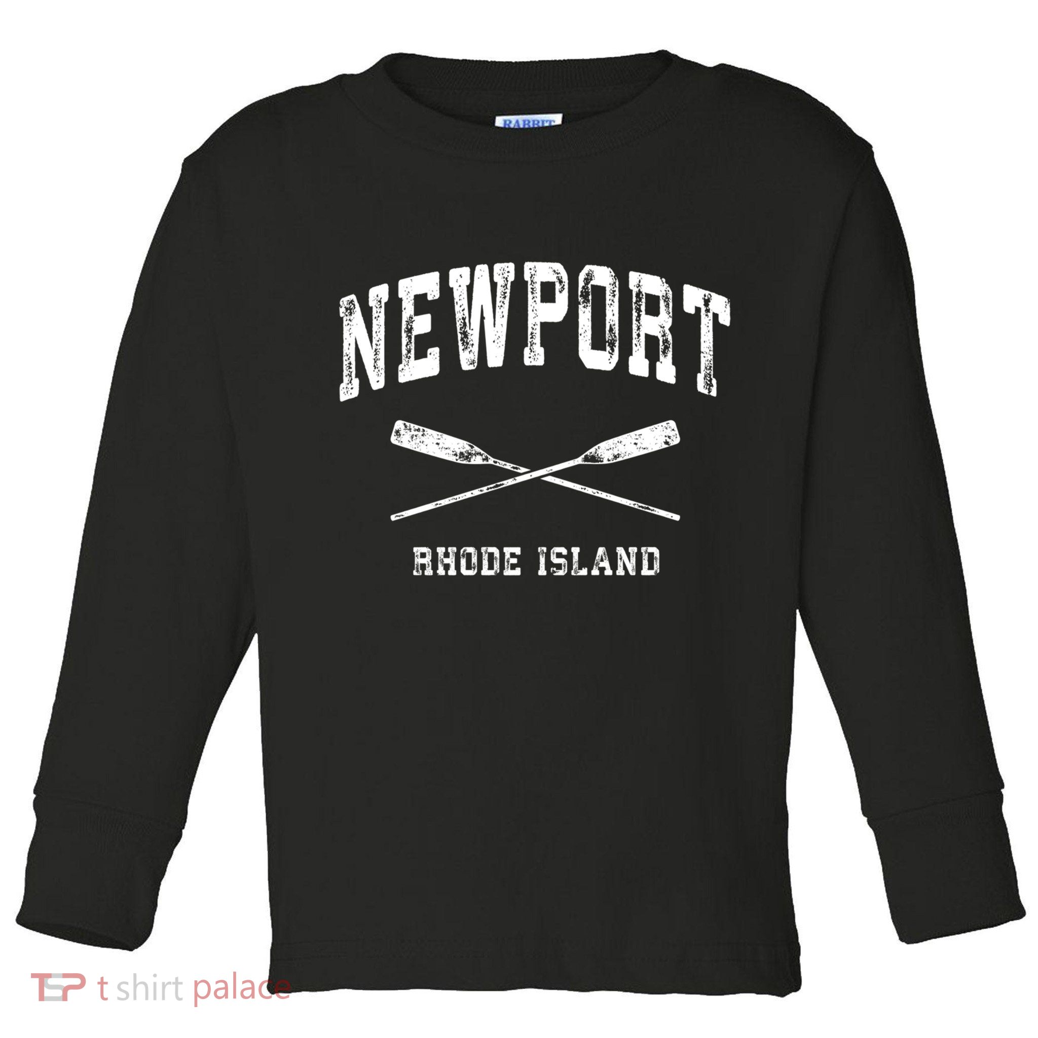 Newport Rhode Island Vintage Nautical Crossed Oars Gift Toddler Long Sleeve Shirt