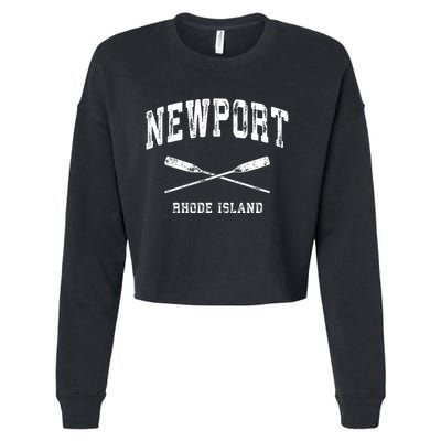 Newport Rhode Island Vintage Nautical Crossed Oars Gift Cropped Pullover Crew