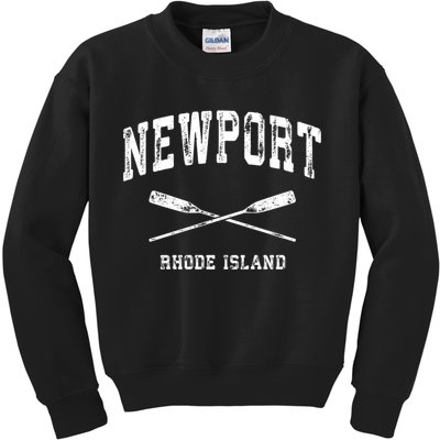 Newport Rhode Island Vintage Nautical Crossed Oars Gift Kids Sweatshirt