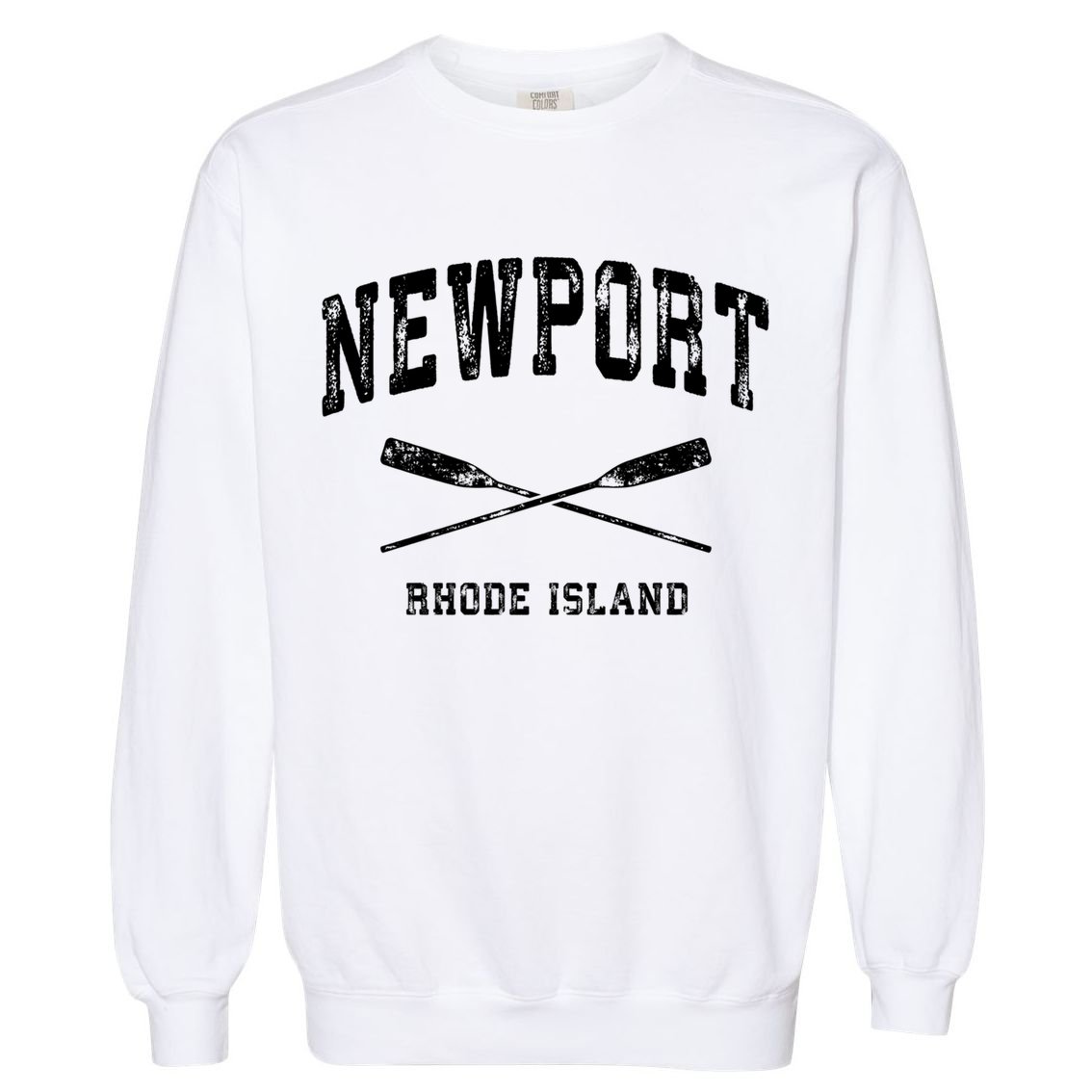 Newport Rhode Island Vintage Nautical Crossed Oars Gift Garment-Dyed Sweatshirt