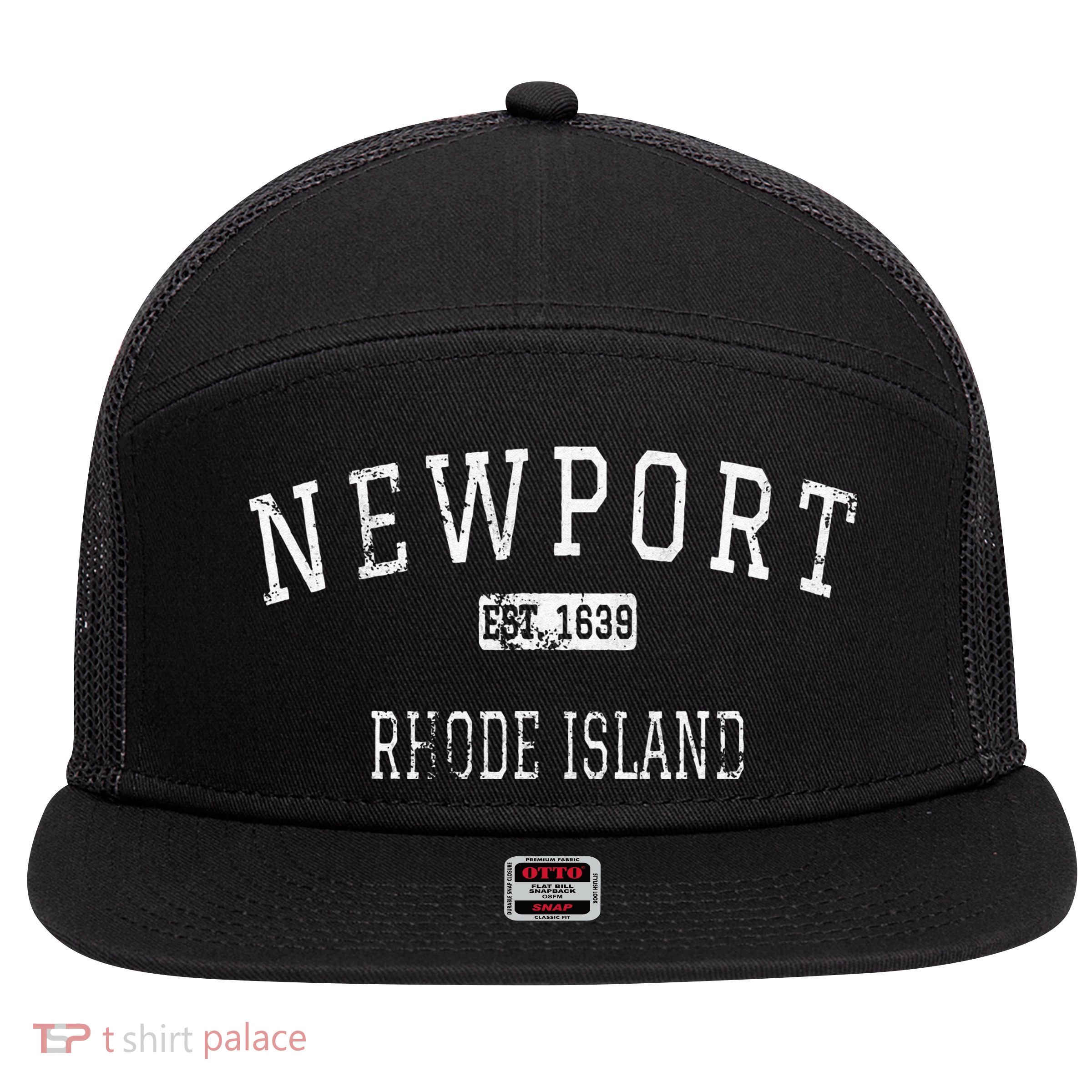 Newport Rhode Island RI Vintage 7 Panel Mesh Trucker Snapback Hat